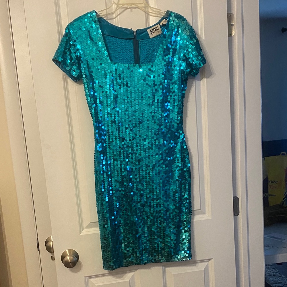 Niteline Teal Sequin Dress size 12
